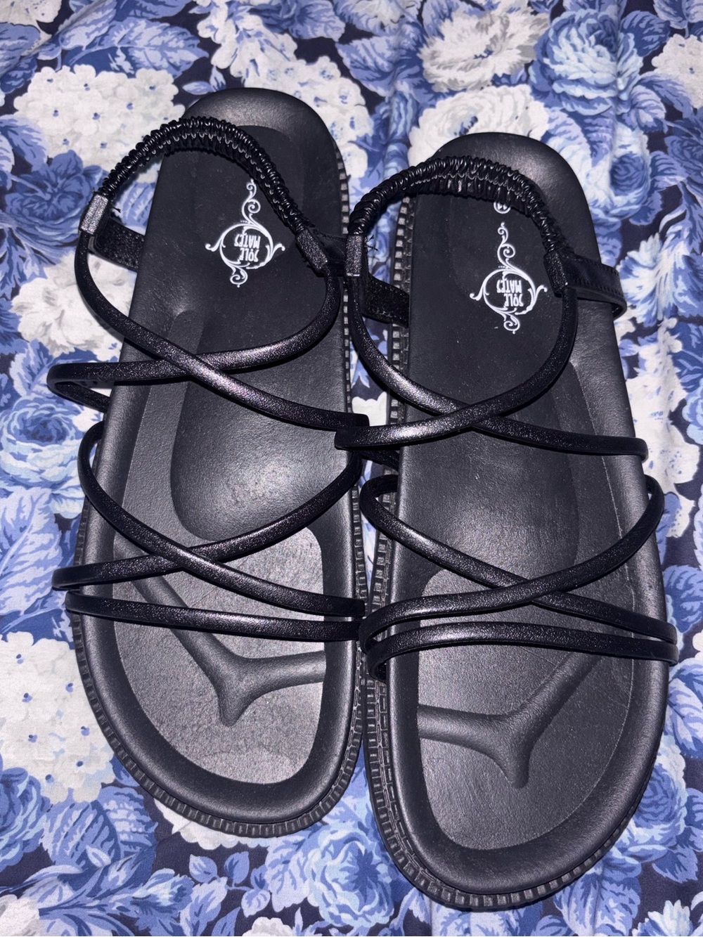 Women’s Black Strappy Elastic Back Sandals